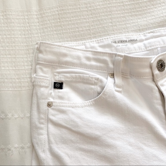 AG ADRIANO GOLDSCHMIED THE STEVIE ANKLE SLIM STRAIGHT ANKLE WHITE DENIM - Picture 5 of 11